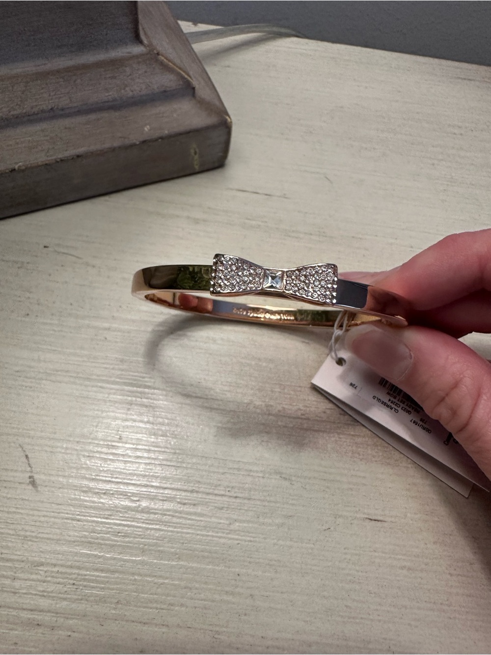 Kate Spade Ready Set Bow Pavé Rose Gold Bangle Bracelet - Picture 5 of 8